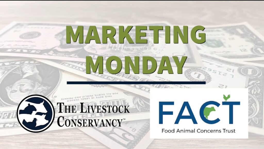 Marketing Monday banner with Livestock Conservancy and FACT