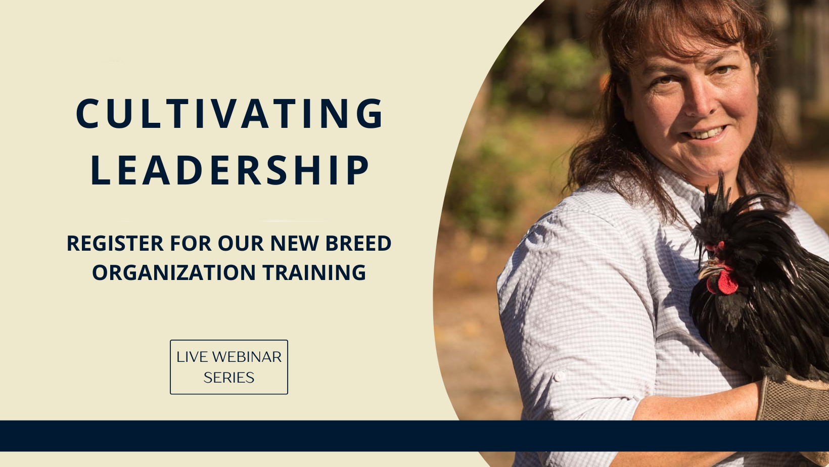 Cultivating Leadership banner Jeannette holding a chicken